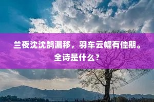 兰夜沈沈鹄漏移，羽车云幄有佳期。全诗是什么？