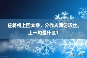 应将机上回文缕，分作人间乞巧丝。上一句是什么？