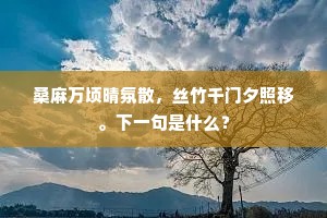 桑麻万顷晴氛散，丝竹千门夕照移。下一句是什么？