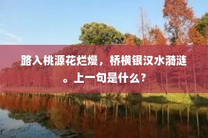 路入桃源花烂熳，桥横银汉水漪涟。上一句是什么？