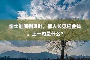 儒士谁同翻贝叶，都人长见施金钱。上一句是什么？