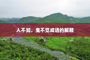 人不知，鬼不觉成语的解释