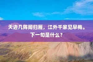 天边几阵闻归雁，江外千家见早梅。下一句是什么？