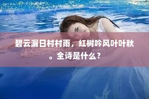 碧云漏日村村雨，红树吟风叶叶秋。全诗是什么？