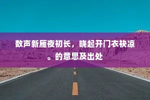 数声新雁夜初长，晓起开门衣袂凉。的意思及出处