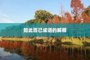 如此而已成语的解释