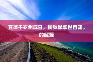 直须千岁州成日，铜狄摩挲世自知。的解释