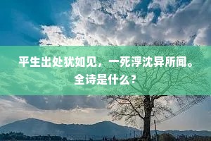 平生出处犹如见，一死浮沈异所闻。全诗是什么？