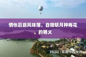 惆怅后庭风味薄，自锄明月种梅花。的释义