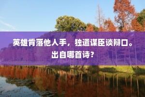英雄肯落他人手，独遣谋臣谈辩口。出自哪首诗？