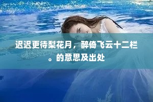 迟迟更待梨花月，醉倚飞云十二栏。的意思及出处