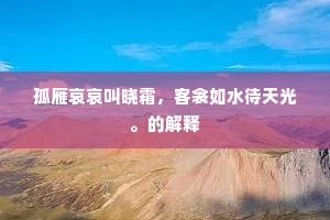 孤雁哀哀叫晓霜，客衾如水待天光。的解释