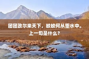 团团政尔来天下，皎皎何从堕水中。上一句是什么？
