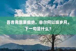 吾曹用意果痴绝，非尔何以娱岁月。下一句是什么？