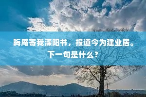 晦庵寄我溧阳书，报道今为建业居。下一句是什么？