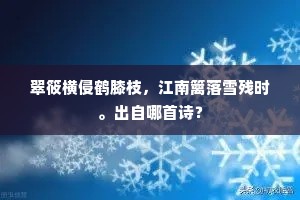翠筱横侵鹤膝枝，江南篱落雪残时。出自哪首诗？