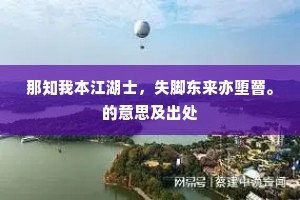 那知我本江湖士，失脚东来亦堕罾。的意思及出处