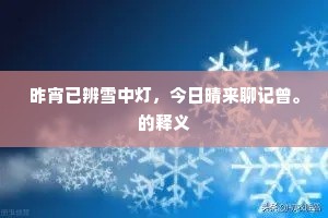 昨宵已辨雪中灯，今日晴来聊记曾。的释义