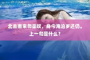北去南来勿渠叹，身今淹泊岁还仍。上一句是什么？