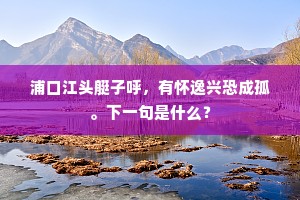 浦口江头艇子呼，有怀逸兴恐成孤。下一句是什么？