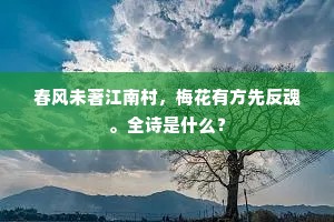 春风未著江南村，梅花有方先反魂。全诗是什么？