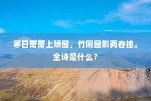 寒日萧萧上矮窗，竹阴窗影两舂撞。全诗是什么？
