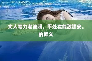 丈人笔力老波澜，平处犹能敌建安。的释义