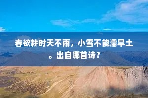 春欲耕时天不雨，小雪不能濡旱土。出自哪首诗？