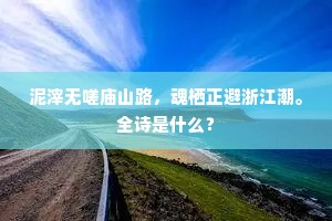 泥滓无嗟庙山路，魂栖正避浙江潮。全诗是什么？