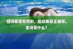 旧诗颇愿穷冈割，后约要容王翰邻。全诗是什么？