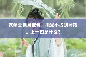 苍然暮色且欲合，檐光小占明窗拓。上一句是什么？