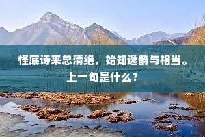 怪底诗来总清绝，始知逸韵与相当。上一句是什么？