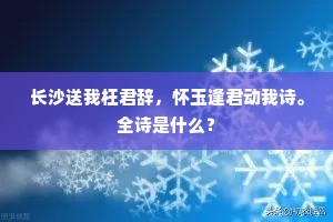 长沙送我枉君辞，怀玉逢君动我诗。全诗是什么？