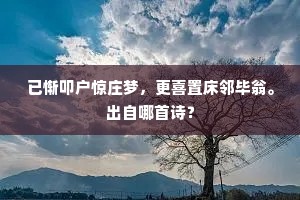 已惭叩户惊庄梦，更喜置床邻毕翁。出自哪首诗？