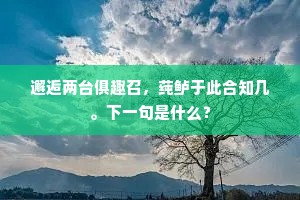 邂逅两台俱趣召，莼鲈于此合知几。下一句是什么？