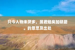 只今人物未厌多，属君勉矣加研磨。的意思及出处