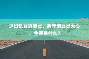 少日饥寒真累己，莫年勋业已无心。全诗是什么？