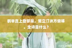 鹤举直上登寥廓，鹭立汀洲方俯啄。全诗是什么？