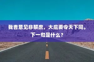 我曹意见非黎庶，大庇要令天下同。下一句是什么？