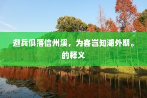 避兵俱落信州溪，为客岂知湖外期。的释义