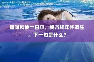 如闻风便一日尔，我乃终年怀友生。下一句是什么？