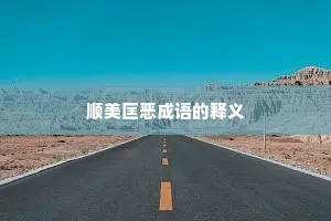 顺美匡恶成语的释义