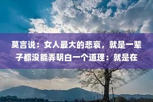 莫言说：女人最大的悲哀，就是一辈子都没能弄明白一个道理：就是在这个世界上，终其一生都是你一个人。