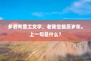 多君有意工文字，老我空能历岁年。上一句是什么？