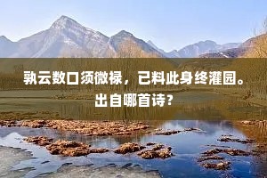 孰云数口须微禄，已料此身终灌园。出自哪首诗？