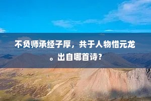 不负师承经子厚，共于人物惜元龙。出自哪首诗？