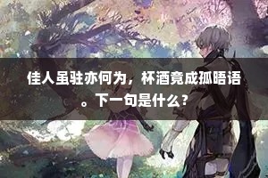 佳人虽驻亦何为，杯酒竟成孤晤语。下一句是什么？