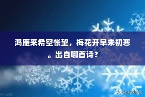鸿雁来希空怅望，梅花开早未初寒。出自哪首诗？