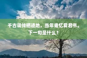 千古谩传栖迹地，当年谁忆爱君书。下一句是什么？