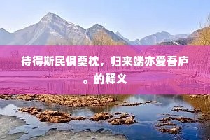 待得斯民俱奠枕，归来端亦爱吾庐。的释义